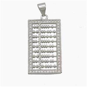 Chinese Abacus Charms Copper Pendant Pave Zirconia Platinum Plated, approx 15-25mm [FN54758]
