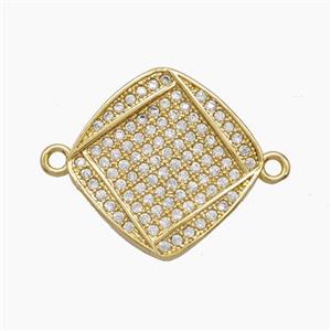 Copper Square Connector Pave Zirconia 18K Gold Plated, approx 18mm [FN54761]