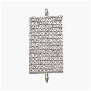 Copper Rectangle Connector Pave Zirconia Platinum Plated, approx 11-18.5mm [FN54764]