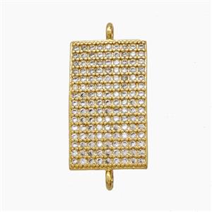 Copper Rectangle Connector Pave Zirconia 18K Gold Plated, approx 11-18.5mm [FN54765]