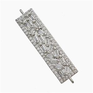 Copper Rectangle Connector Pave Zirconia Platinum Plated, approx 8-30mm [FN54766]