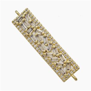 Copper Rectangle Connector Pave Zirconia 18K Gold Plated, approx 8-30mm [FN54767]