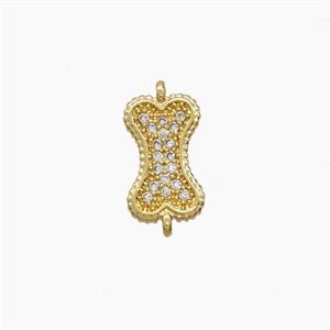 Copper Dogbone Connector Pave Zirconia 18K Gold Plated, approx 7-11.5mm [FN54769]