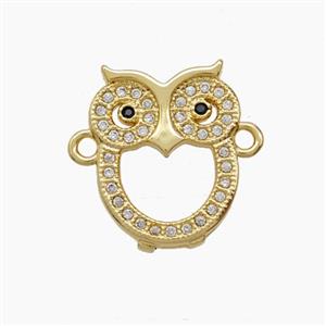Copper Owl Connector Pave Zirconia Birds 18K Gold Plated, approx 13.5-16.5mm [FN54773]