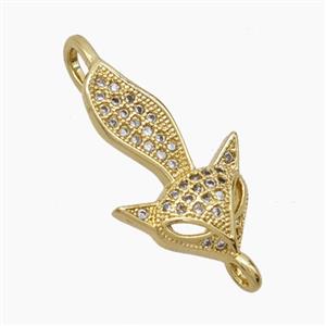 Copper Fox Connector Pave Zirconia 18K Gold Plated, approx 13-20mm [FN54775]