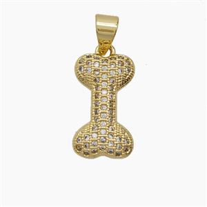 Copper Dogbone Pendant Pave Zirconia 18K Gold Plated, approx 9-16mm [FN54779]