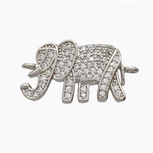 Copper Elephant Connector Pave Zirconia Platinum Plated, approx 11-20mm [FN54782]