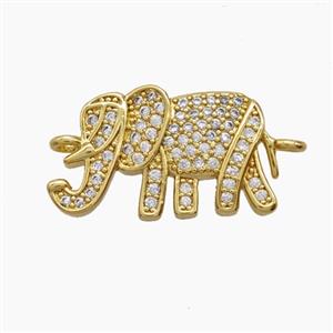 Copper Elephant Connector Pave Zirconia 18K Gold Plated, approx 11-20mm [FN54783]