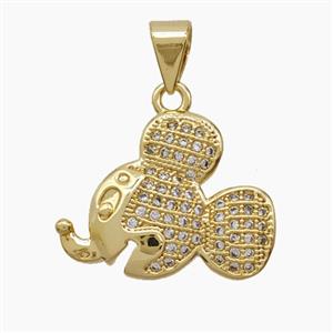 Copper Elephant Pendant Pave Zirconia Fish 18K Gold Plated, approx 13-18mm [FN54789]