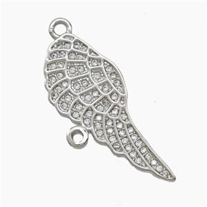 Copper Angel Wings Pendant Pave Zirconia 2loops Platinum Plated, approx 10-26mm [FN54792]