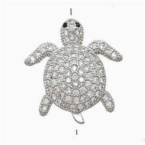 Copper Tortoise Beads Pave Zirconia Platinum Plated, approx 19-20mm [FN54798]
