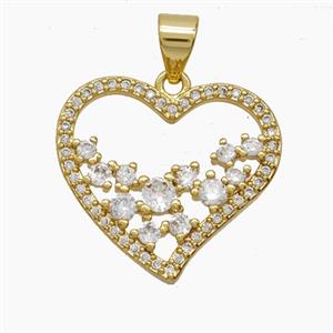 Copper Heart Pendant Pave Zirconia 18K Gold Plated, approx 19mm [FN54823]
