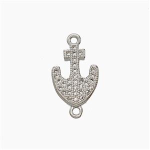 Copper Anchor Connector Micropave Zirconia Platinum Plated, approx 9.5-13mm [FN54830]