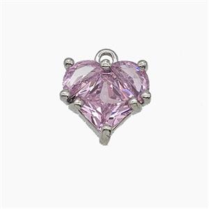 Copper Heart Pendant Pave Pink Crystal Glass Platinum Plated, approx 11mm [FN54880]