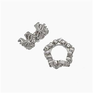 Copper Polygon Beads Pave Zirconia Large Hole Platinum Plated, approx 11mm, 5mm hole [FN54936]