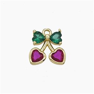 Copper Cherry Pendant Pave Crystal Glass Gold Plated, approx 11mm [FN54950]