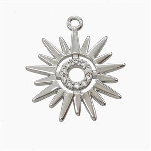 Copper Sun Pendant Pave Zirconia Platinum Plated, approx 19mm [FN54951]