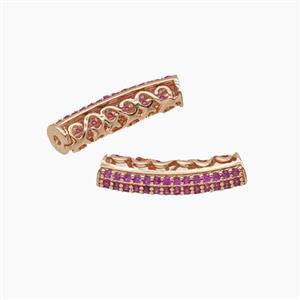 Copper Tube Beads Micropave Zirconia Curving Gold Plated, approx 4-17mm [FN54956]