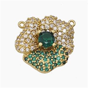 Copper Flower Pendant Micropave Zirconia 2loops Gold Plated, approx 18mm [FN54976]