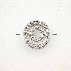 Copper Letter-O Beads Pave Zirconia Platinum Plated, approx 7-11mm [FN54992]