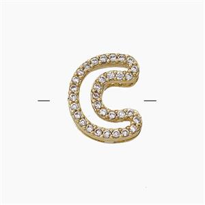 Copper Letter-C Beads Pave Zirconia Gold Plated, approx 7-11mm [FN55007]