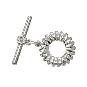 Copper Flower Toggle Clasp Platinum Plated, approx 16mm, 23mm [FN55040]