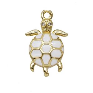 Copper Tortoise Pendant White Enamel Gold Plated, approx 13-18mm [FN55051]