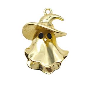 Halloween Ghost Charms Copper Pendant Gold Plated, approx 14-20mm [FN55099]