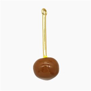 Copper Cherry Pendant Red Enamel Gold Plated, approx 10-27mm [FN55113]