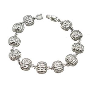 Halloween Jack-O-Lantern Charms Copper Bracelet Platinum Plated, approx 12mm, 18cm length [FN55149]
