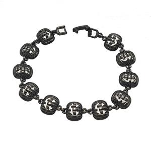 Halloween Jack-O-Lantern Charms Copper Bracelet Black Plated, approx 12mm, 18cm length [FN55151]