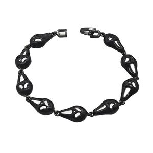 Halloween Ghost Copper Bracelet Black Enamel Black Plated, approx 9-15mm, 18cm length [FN55161]