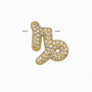 Copper Symbols Pendant Pave Zirconia Zodiac Capricorn Gold Plated, approx 12-13mm [FN55332]