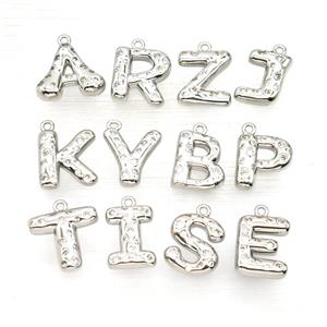 Copper Alphabet Pendant Pave Zirconia Platinum Plated Mixed Letters, approx 15-18mm [FN55416]