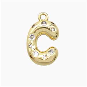 Copper Letter-C Pendant Pave Zirconia Gold Plated, approx 15-18mm [FN55419]