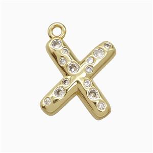 Copper Letter-X Pendant Pave Zirconia Gold Plated, approx 15-18mm [FN55440]