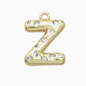 Copper Letter-Z Pendant Pave Zirconia Gold Plated, approx 15-18mm [FN55442]