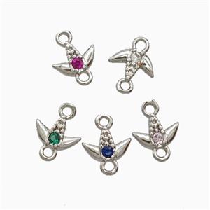 Copper Tulip Connector Pave Zirconia Platinum Plated Mixed, approx 6mm [FN55463]