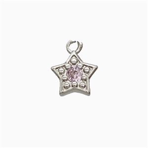 Copper Star Pendant Pave Zirconia Platinum Plated, approx 6mm [FN55471]