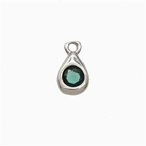 Copper Teardrop Pendant Pave Zirconia Platinum Plated, approx 4-6mm [FN55487]