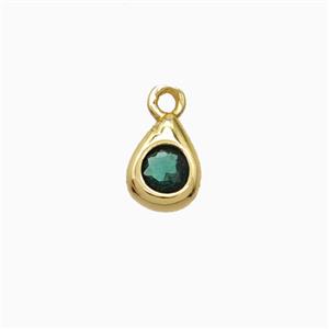 Copper Teardrop Pendant Pave Zirconia Gold Plated, approx 4-6mm [FN55494]