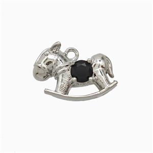 Copper Trojanhorse Pendant Pave Zirconia Platinum Plated, approx 10-14mm [FN55505]