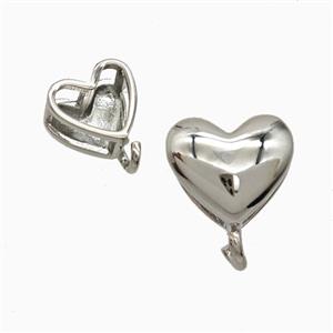 Copper Heart Pendant With Bail Platinum Plated, approx 11mm [FN55515]