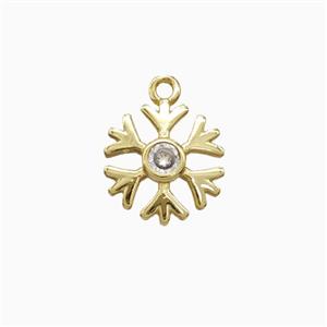 Copper Snowflake Pendant Pave Zirconia Gold Plated, approx 11mm [FN55522]