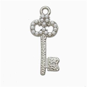 Copper Key Pendant Pave Resin Platinum Plated, approx 11-25mm [FN55533]
