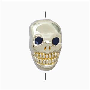 Copper Skull Beads Black Enamel Gold Plated, approx 10-16mm [FN55536]