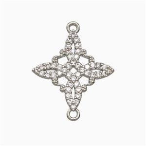 Copper Witch Knot Connector Pave Zirconia Platinum Plated, approx 16mm [FN55571]