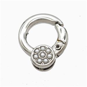 Copper Carabiner Clasp Pave Resin Platinum Plated, approx 17-20mm [FN55653]