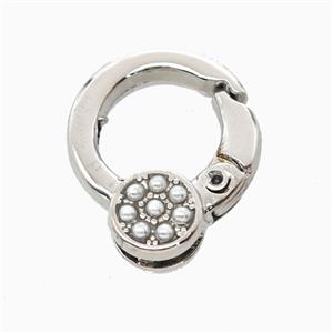 Copper Carabiner Clasp Pave Resin Platinum Plated, approx 17-20mm [FN55654]