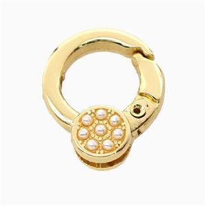 Copper Carabiner Clasp Pave Resin Gold Plated, approx 17-20mm [FN55655]